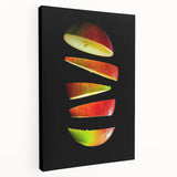 Assortment of vibrant, colorful fruits on a large canvas, ideal for kitchen wall art.
