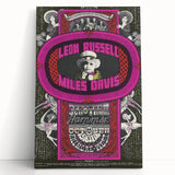 Leon Russell & Miles Davis 1970s Concert Poster – Vintage Rock Art