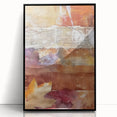 Large abstract wall art depicting autumnal trees in orange and brown tones, framed in black acrylic.