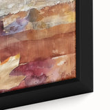 Close-up of textured black wall art featuring abstract, colorful foliage on a large framed canvas.
