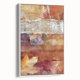 Vintage poster art of a colorful forest in autumn on an extra large framed canvas, ideal for living room decor.