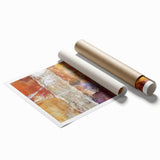 Large rolled canvas print featuring a detailed floral design in soft autumn hues, ideal for classy bathroom wall art.