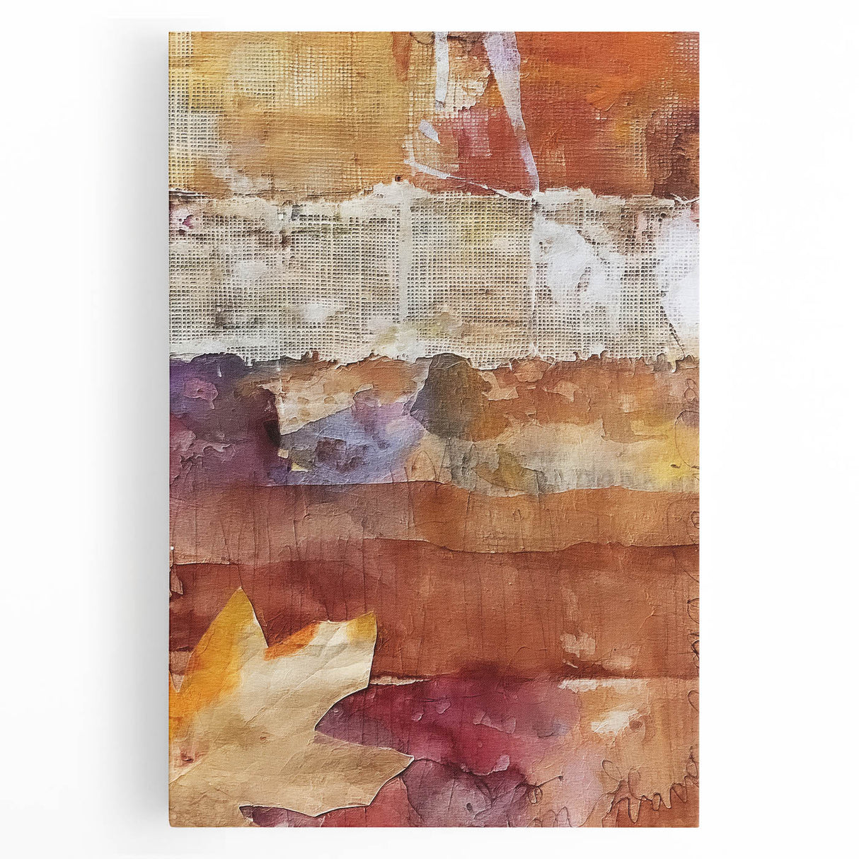 Black and white abstract depiction of fall on stretched canvas, suitable as large kitchen wall art.