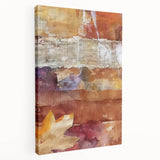 Autumn-themed abstract canvas in warm orange and brown tones, ideal for kitchen wall art.