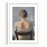 Abstract figurative artwork framed with a white mat, showcasing dynamic shapes and vibrant colors, perfect for modern home decor and artistic expression.