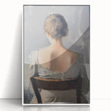 Abstract figurative art print framed in white acrylic, showcasing vibrant colors and dynamic shapes, perfect for modern home decor and artistic expression.