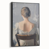 Abstract figurative framed canvas artwork showcasing a dynamic black and white design, enhancing modern decor with its contemporary style. Ideal for art enthusiasts seeking unique wall decor.