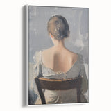 Abstract figurative framed canvas artwork showcasing vibrant colors and dynamic shapes against a white background, perfect for modern home decor.