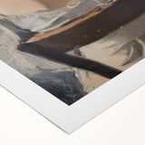 Abstract figurative rolled canvas artwork showcasing vibrant colors and dynamic shapes, elegantly packaged in a durable cardboard tube for easy transport and display.