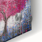 Close-up of vibrant abstract floral design on acrylic glass, showcasing intricate colors and textures, perfect for modern home decor and artistic displays.