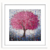 Abstract floral frame with a white mat, showcasing vibrant colors and intricate patterns, perfect for home decor or interior design projects. Ideal for adding a modern touch to any space.