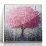 Framed acrylic artwork showcasing an abstract floral design in vibrant colors, set against a sleek white background, perfect for modern home decor.