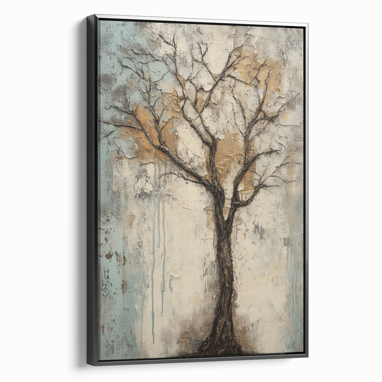 Framed canvas artwork showcasing vibrant abstract floral designs in a black frame, highlighting colorful blooms and intricate details, perfect for modern decor.