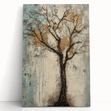 Abstract floral stretched canvas art piece featuring vibrant colors and intricate designs, leaning against a neutral wall, perfect for modern home decor.