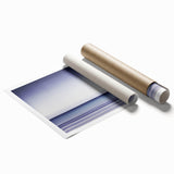 Abstract landscape rolled print showcasing vibrant colors of blue, orange, and green, designed to evoke a serene natural scene. Ideal for home or office decor, this artwork adds a modern artistic touch to any space.