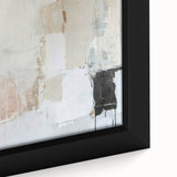 Abstract minimalist wall art close-up showcasing soft pastel colors and geometric shapes, framed for a modern aesthetic, ideal for contemporary home decor.