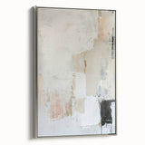 Framed abstract minimalist wall art in silver, showcasing a sleek design with subtle textures. Ideal for modern decor, enhancing contemporary living spaces.
