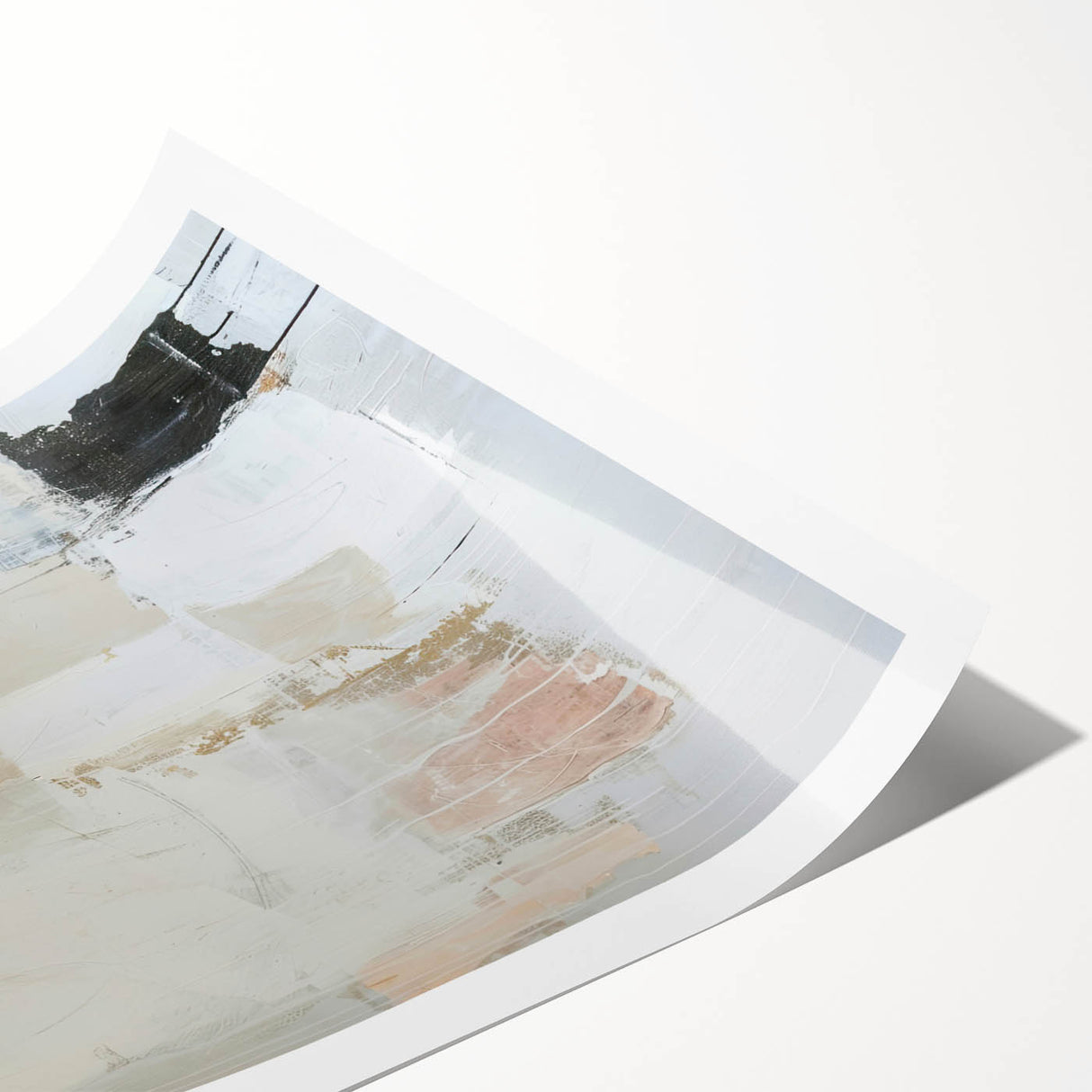 Abstract minimalist wall art print showcasing soft pastel colors and geometric shapes, rolled and securely packaged in a protective cardboard tube. Perfect for modern home decor.