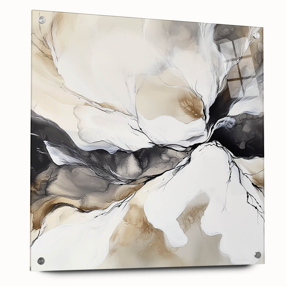 Geometric Abstract Wall Decor – Black, White & Beige Canvas Art