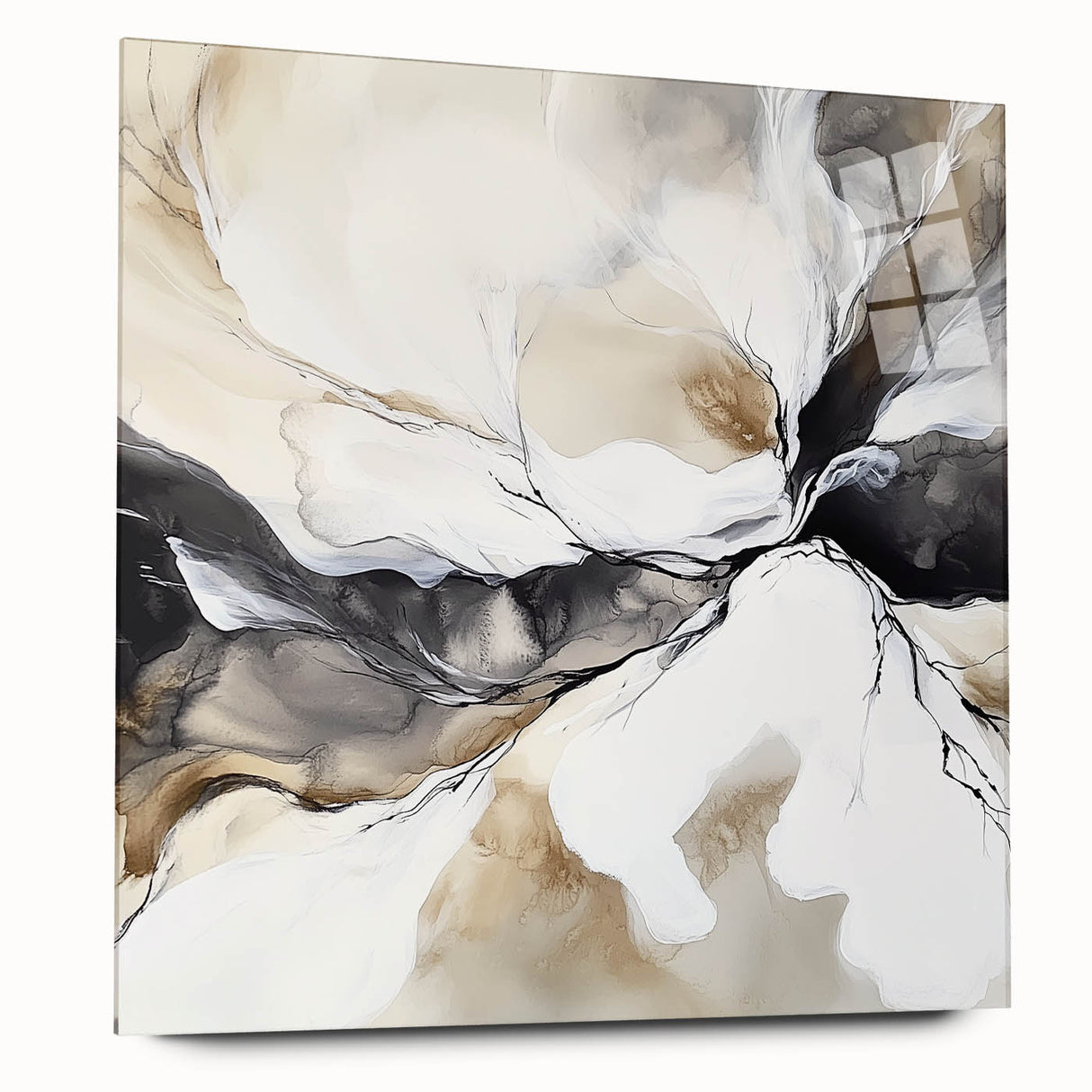 Geometric Abstract Wall Decor – Black, White & Beige Canvas Art