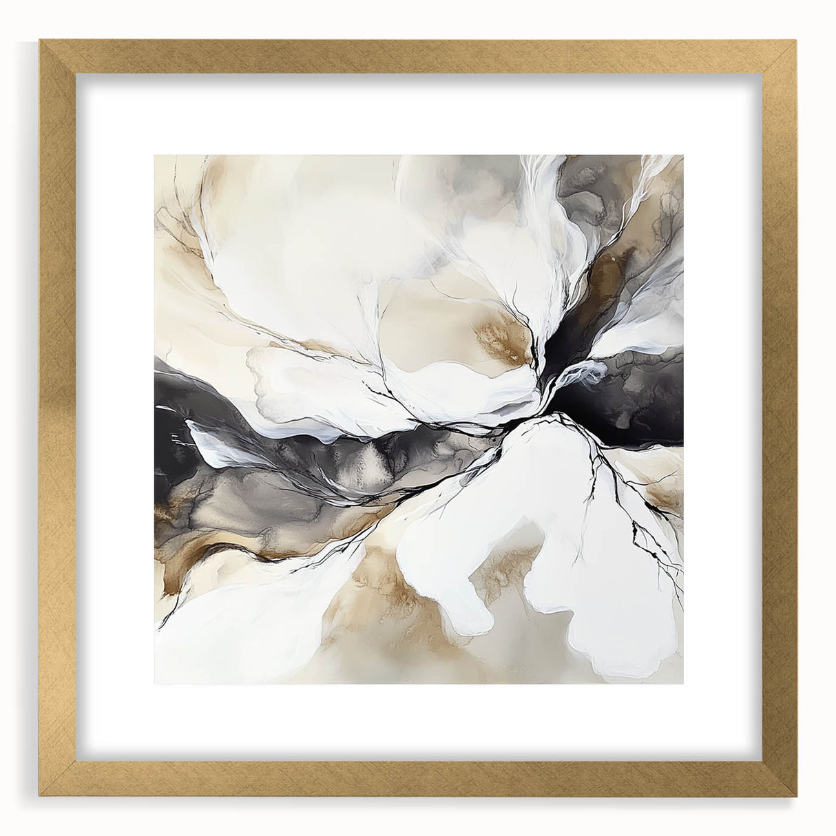 Geometric Abstract Wall Decor – Black, White & Beige Canvas Art