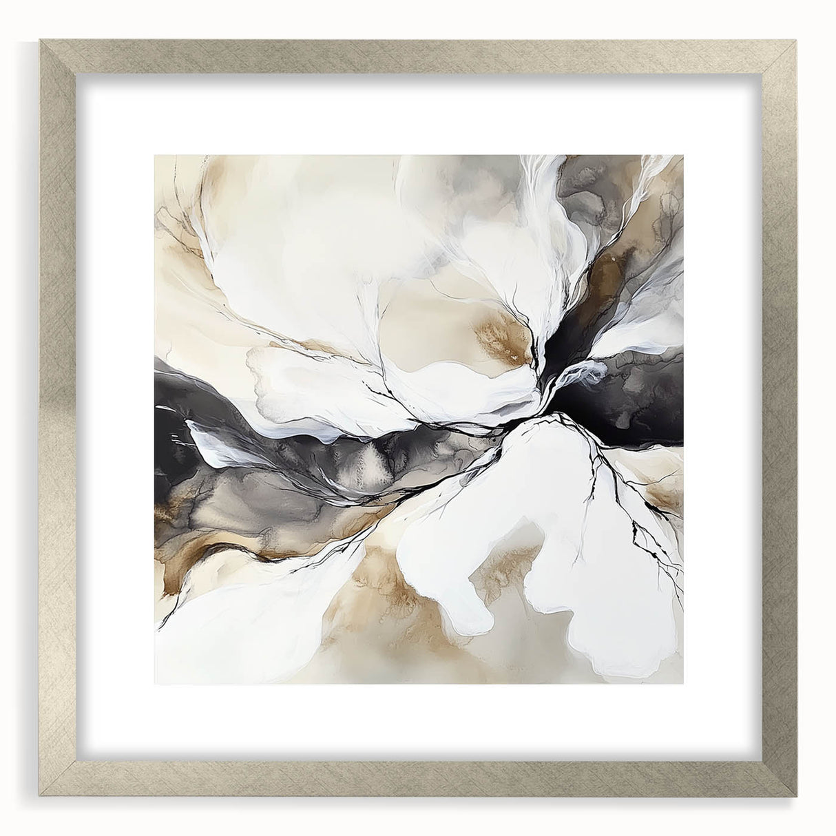 Geometric Abstract Wall Decor – Black, White & Beige Canvas Art