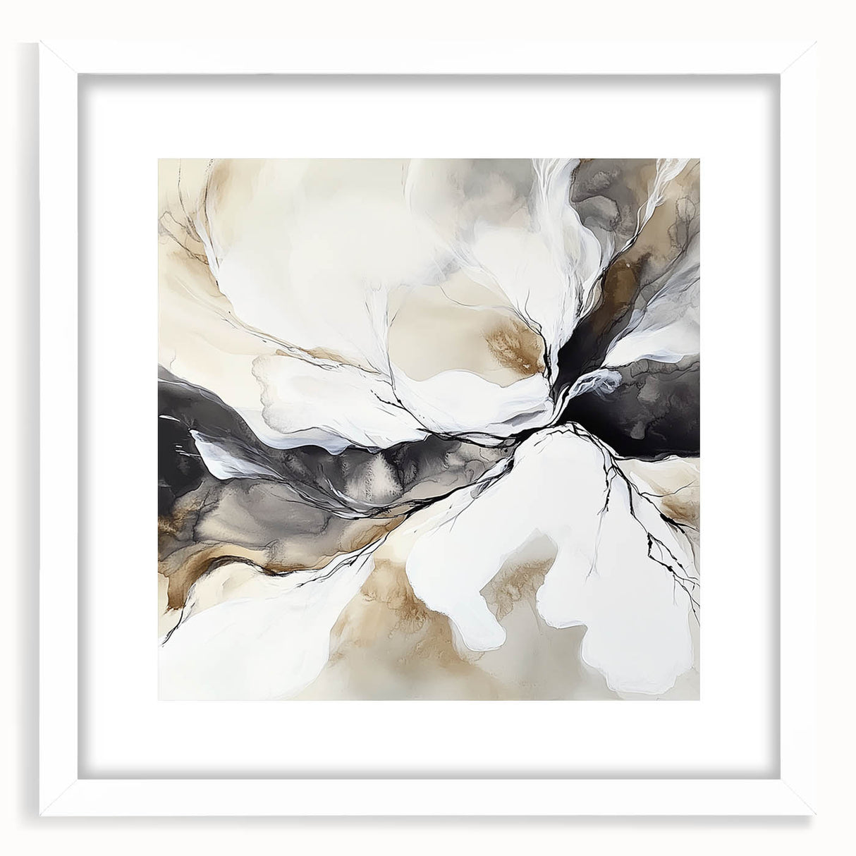 Geometric Abstract Wall Decor – Black, White & Beige Canvas Art