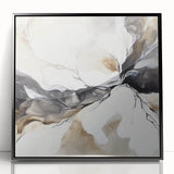 Geometric Abstract Wall Decor – Black, White & Beige Canvas Art