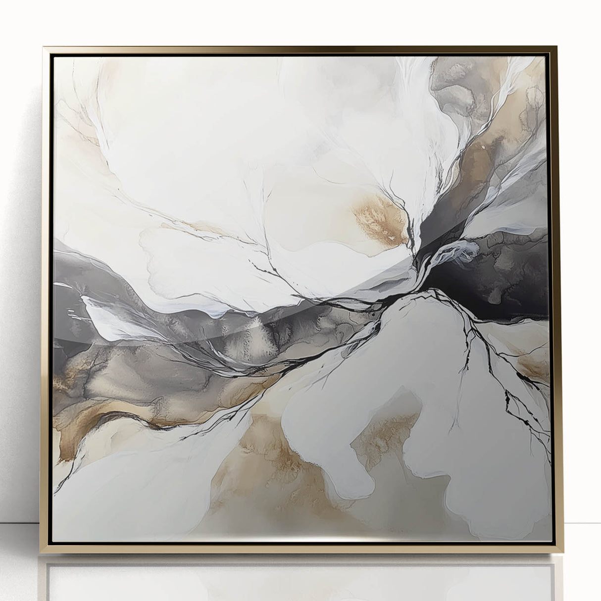 Geometric Abstract Wall Decor – Black, White & Beige Canvas Art