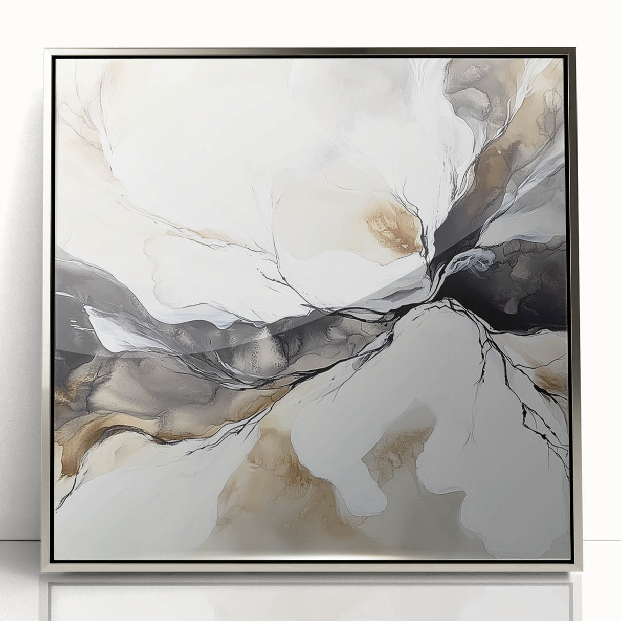 Geometric Abstract Wall Decor – Black, White & Beige Canvas Art