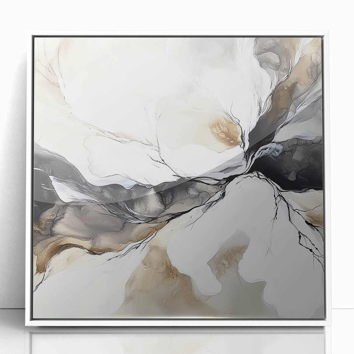 Geometric Abstract Wall Decor – Black, White & Beige Canvas Art