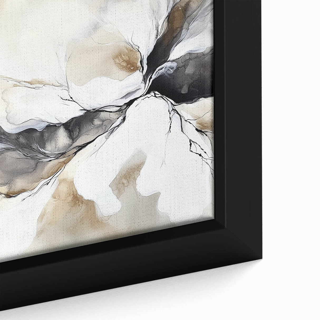 Geometric Abstract Wall Decor – Black, White & Beige Canvas Art