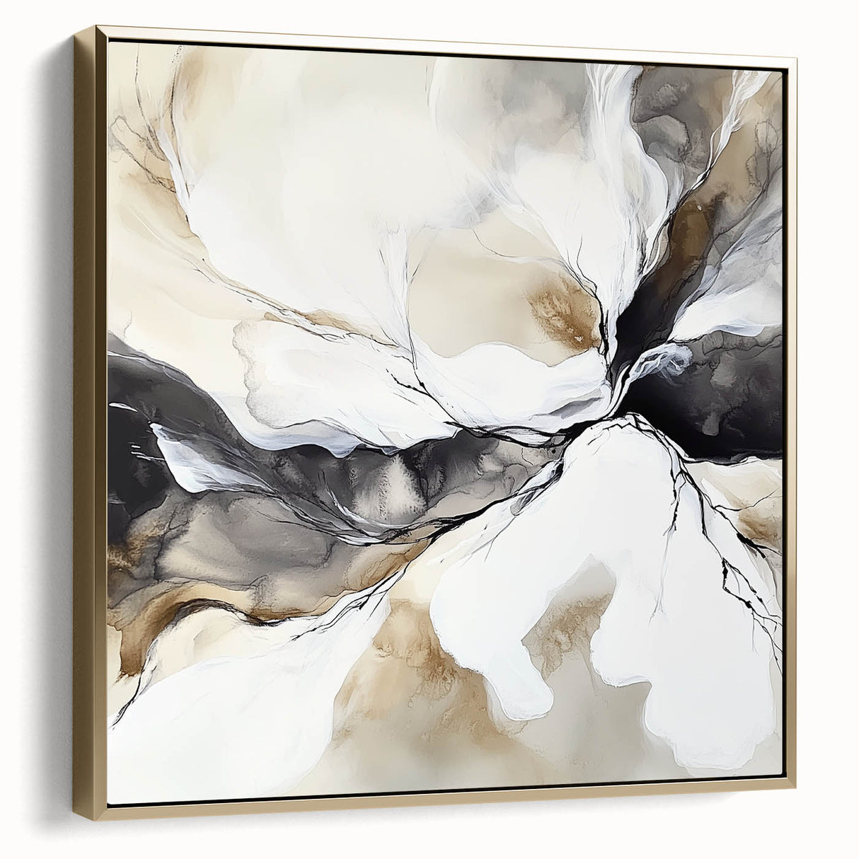 Geometric Abstract Wall Decor – Black, White & Beige Canvas Art