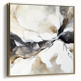 Geometric Abstract Wall Decor – Black, White & Beige Canvas Art