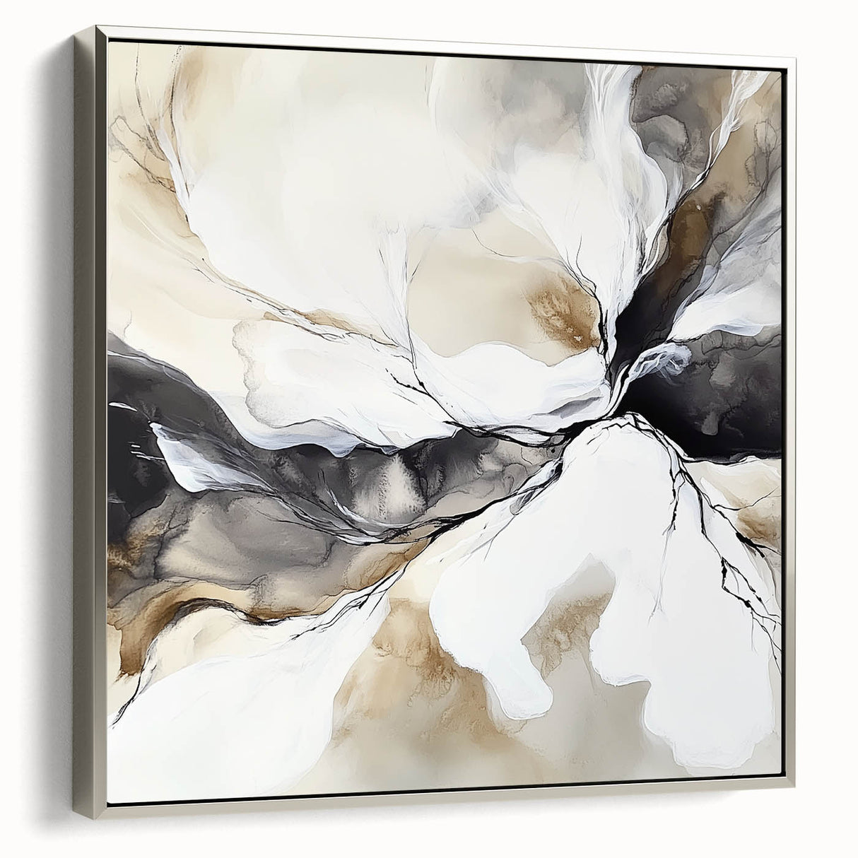 Geometric Abstract Wall Decor – Black, White & Beige Canvas Art