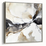 Geometric Abstract Wall Decor – Black, White & Beige Canvas Art