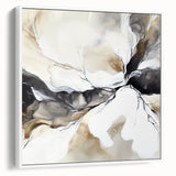 Geometric Abstract Wall Decor – Black, White & Beige Canvas Art