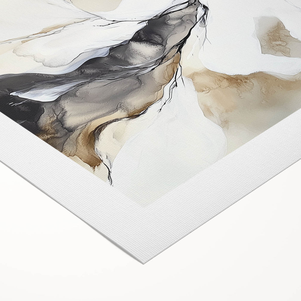 Geometric Abstract Wall Decor – Black, White & Beige Canvas Art
