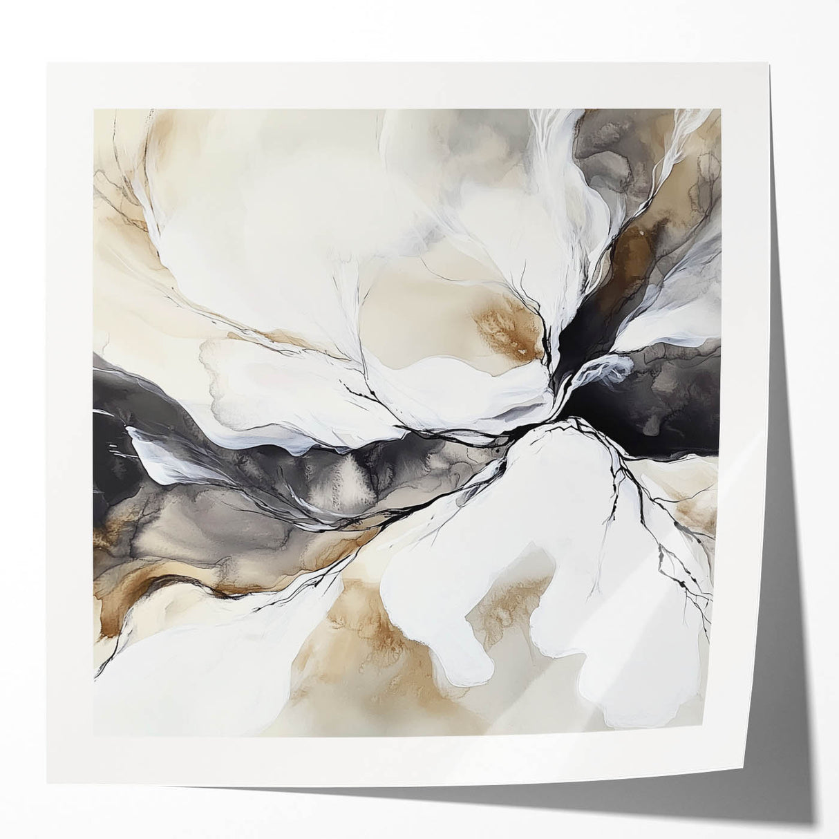 Geometric Abstract Wall Decor – Black, White & Beige Canvas Art