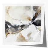 Geometric Abstract Wall Decor – Black, White & Beige Canvas Art