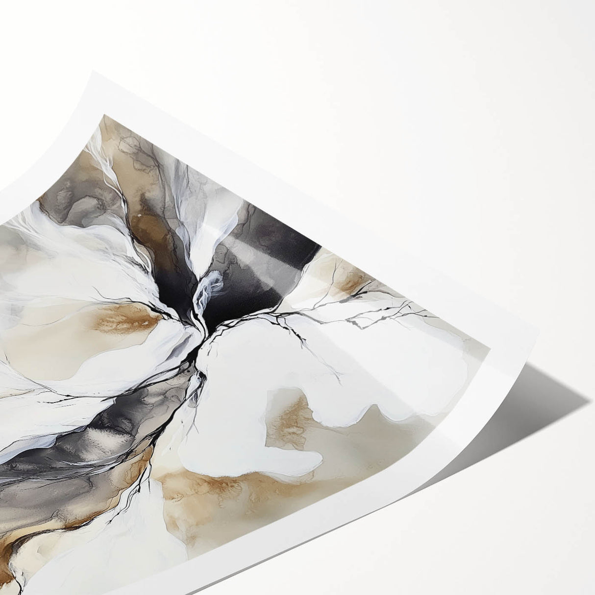 Geometric Abstract Wall Decor – Black, White & Beige Canvas Art