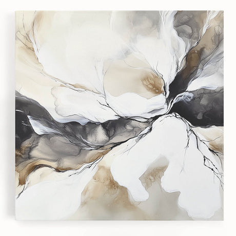 Geometric Abstract Wall Decor – Black, White & Beige Canvas Art