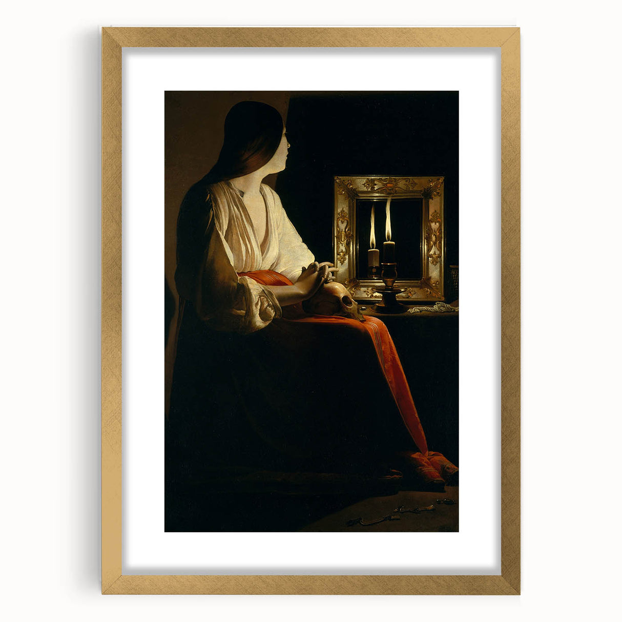 Baroque Candlelight Reflection: Antique Wall Art with Elegance