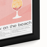 Extra large black wall art featuring a close-up of colorful, textured food and drinks on a framed canvas.
