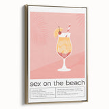 Framed canvas of a vintage poster featuring a colorful landscape art painting on a black background.