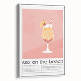 Vintage poster art of colorful food and drinks on a large framed canvas, ideal for living room decor.