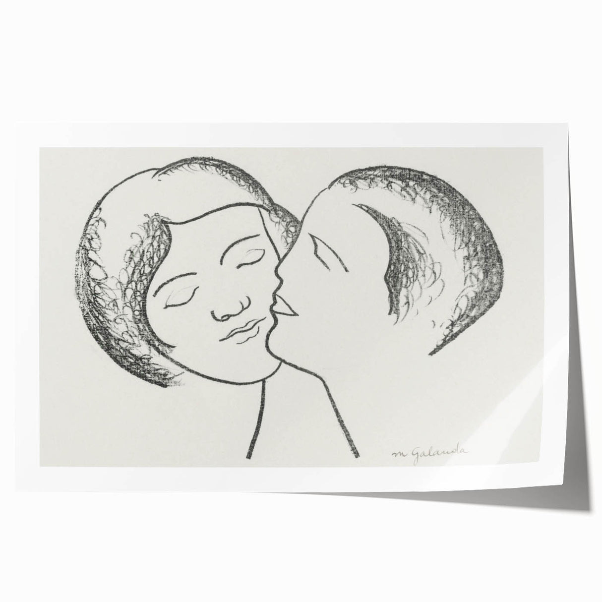 Minimalist Lovers Wall Art - Black and White Romantic Modern Decor