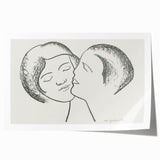 Minimalist Lovers Wall Art - Black and White Romantic Modern Decor