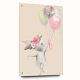 Floral Bunny Balloon Girls Room Wall Art – Kids Room Art Print