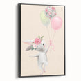 Floral Bunny Balloon Girls Room Wall Art – Kids Room Art Print